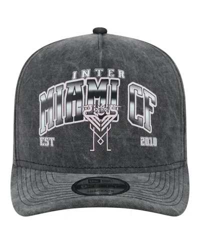 New Era Men's Black Inter Miami Cf Washed 9fifty A-frame Adjustable Hat