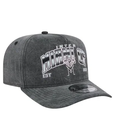 New Era Men's Black Inter Miami Cf Washed 9fifty A-frame Adjustable Hat