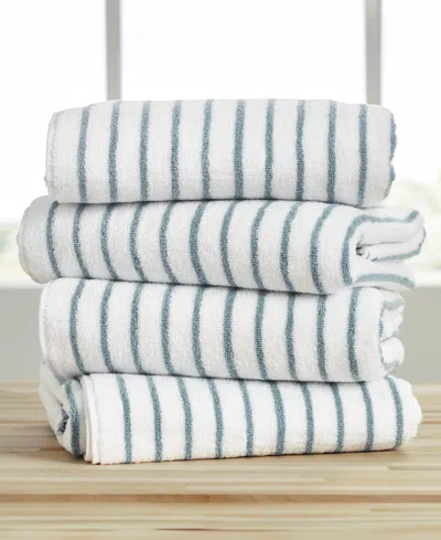 Ienjoy Home Cabana Stripe Cotton Beach Towels Set, 30" X 70" In Blue