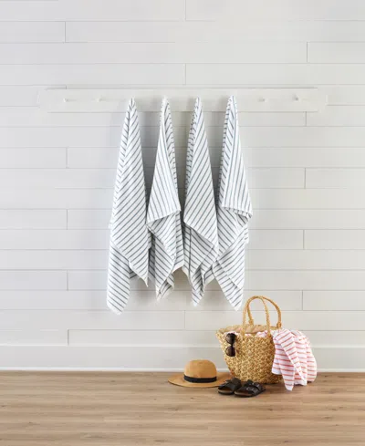 Ienjoy Home Cabana Stripe Cotton Beach Towels Set, 30" X 70" In Blue