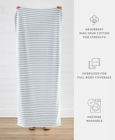 Ienjoy Home Cabana Stripe Cotton Beach Towels Set, 30" X 70" In Blue