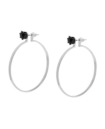Steve Madden Faux Stone Punk Romance Stone Stud Hoop Earrings