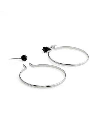 Steve Madden Faux Stone Punk Romance Stone Stud Hoop Earrings