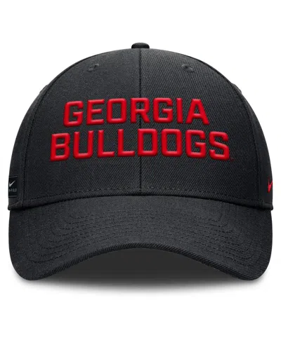Nike Men's Black Georgia Bulldogs Rise Practice Adjustable Hat In Black