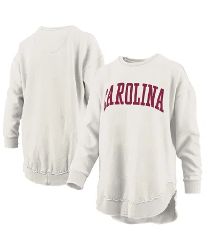 Pressbox Oatmeal South Carolina Gamecocks Melange Poncho Vintage Fleece Long Sleeve Pullover Sweats In Gray