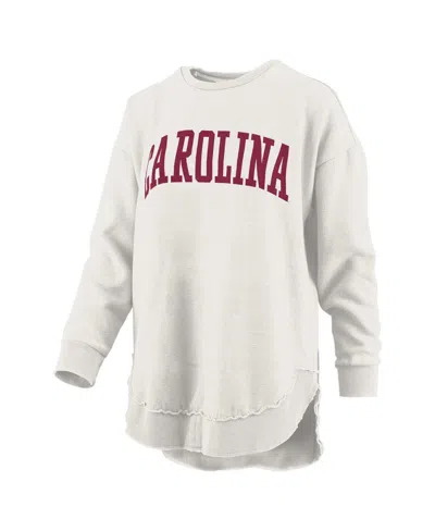 Pressbox Oatmeal South Carolina Gamecocks Melange Poncho Vintage Fleece Long Sleeve Pullover Sweats In Gray