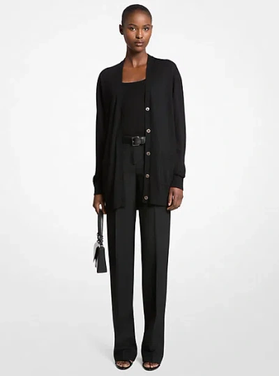 Michael Kors Oversized Cashmere Cardigan In Black