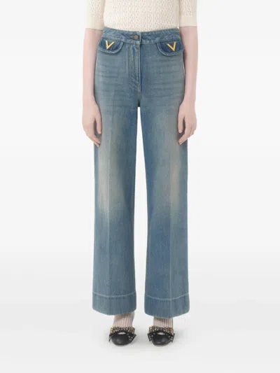 Valentino Pantaloni In Denim In Blue