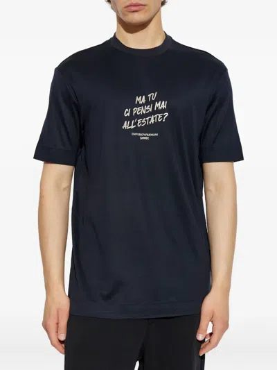 Emporio Armani Embroidered-graphic T-shirt In Black