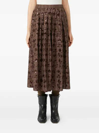 Weekend Max Mara Cotton Embellished Midi Skirt