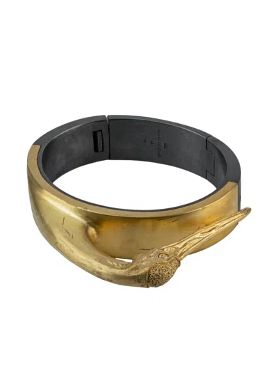 Parts Of Four X Dualflow Sterling-silver Sistema Crane-head Bracelet In Gold