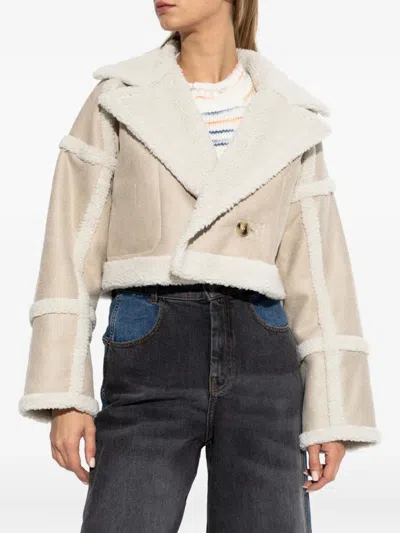 Munthe Double-breasted Reversible Jacket In Neutral