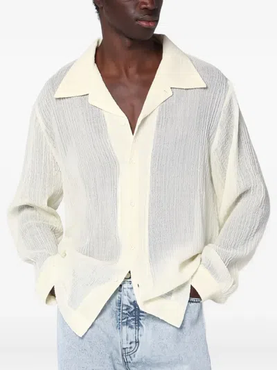 Séfr Textured Long-sleeved Shirt In White