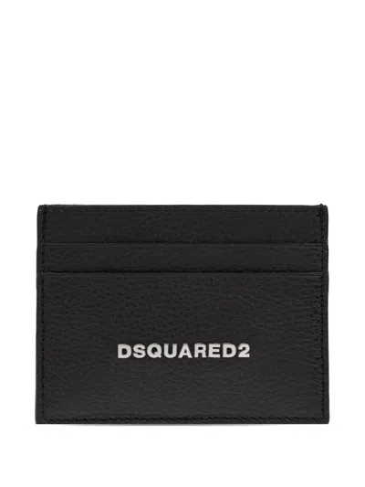 Dsquared2 Logo-plaque Leather Cardholder In Black