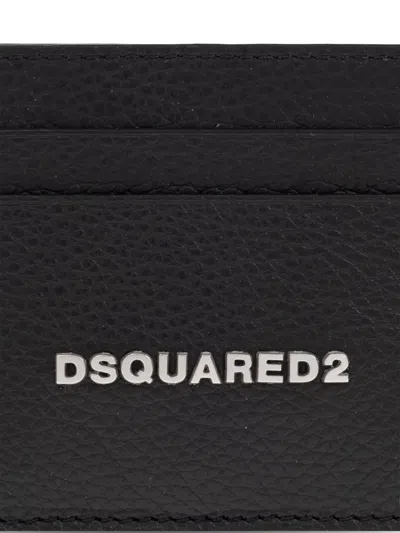 Dsquared2 Logo-plaque Leather Cardholder In Black