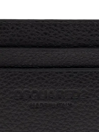 Dsquared2 Logo-plaque Leather Cardholder In Black
