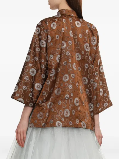 Comme Des Garçons Floral-print Blouse In Brown