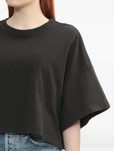 Agolde Cropped Short-sleeve T-shirt In Gray
