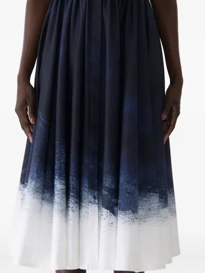 Jason Wu Collection Brushed Stretch Cotton Canvas Midi Dress In Blue