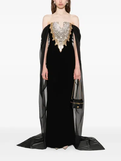 Jean Louis Sabaji Embellished Maxi Dress In Black