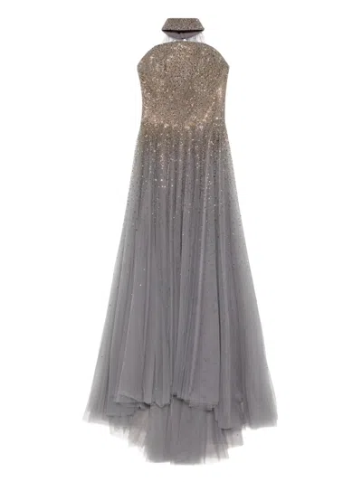 Jean Louis Sabaji Embellished Maxi Dress In Gray