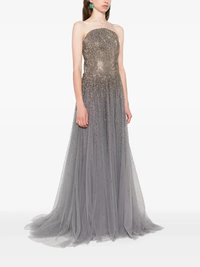 Jean Louis Sabaji Embellished Maxi Dress In Gray