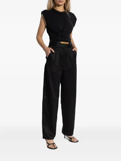 Iro Twisted-detail Cap-sleeve Top In Black