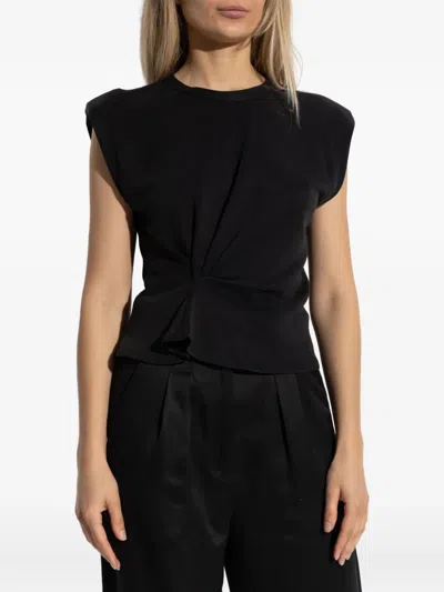 Iro Twisted-detail Cap-sleeve Top In Black
