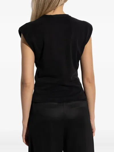 Iro Twisted-detail Cap-sleeve Top In Black