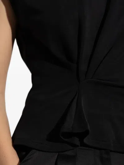 Iro Twisted-detail Cap-sleeve Top In Black