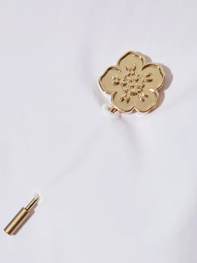 Kenzo Boke Flower-embellished Cotton Shirt In White