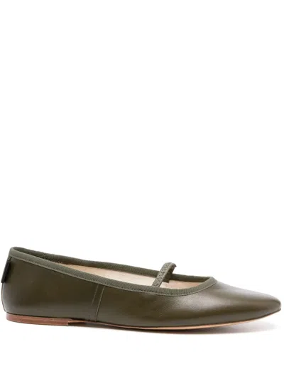 Apc Leather Ballet Flats In Green