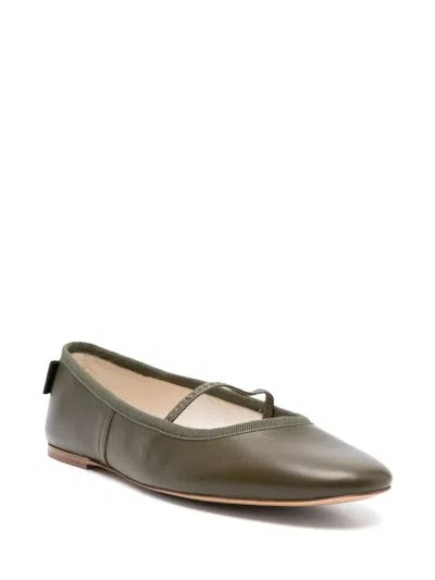 Apc Leather Ballet Flats In Green