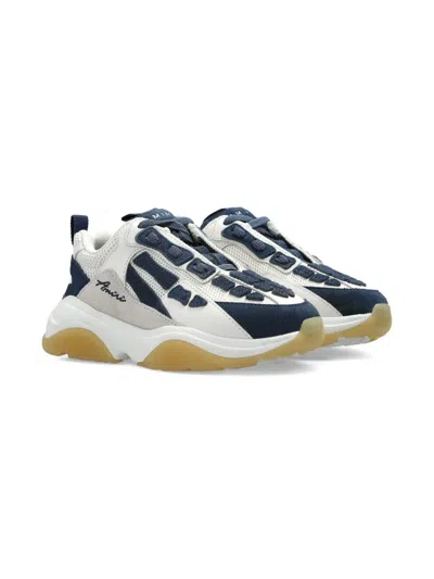 Amiri Bone Runner Skeleton-detail Mesh Sneakers In White