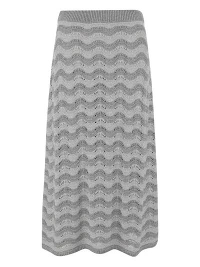 Market Openwork Midi Skirt In Gray