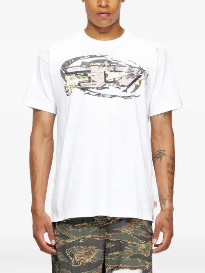 Diesel Norm Graphic Print Round Neck T-shirt In White