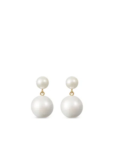 Sophie Bille Brahe Venus Moon 14kt Gold Earrings With Freshwater Pearls In White