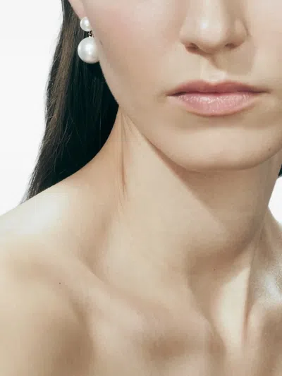 Sophie Bille Brahe Venus Moon 14kt Gold Earrings With Freshwater Pearls In White