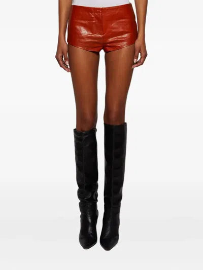 Entire Studios Leather Mini Shorts In Brown