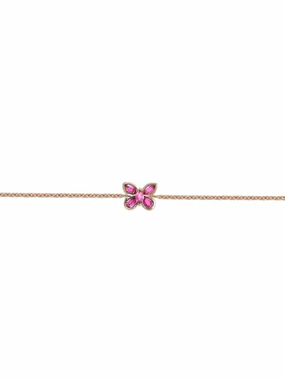 Pragnell 18kt Yellow Gold Butterfly Ruby Chain Bracelet