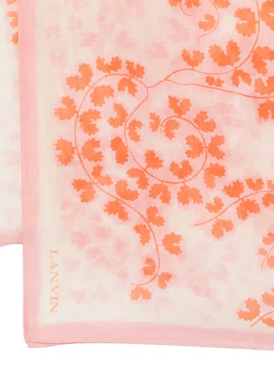 Lanvin Silk Cotton Blend Fern Leaf Scarf In Multi