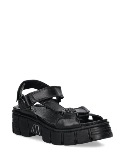 New Rock Touch-strap Platform Sandals In Black