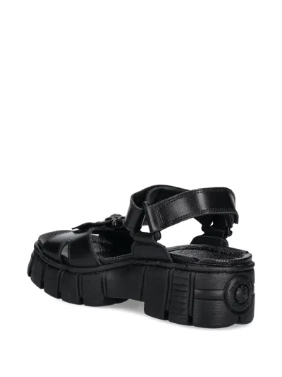 New Rock Touch-strap Platform Sandals In Black