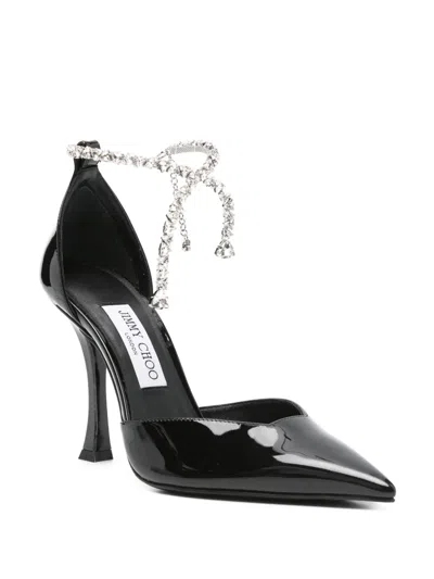 Jimmy Choo 100mm Stevie Crystal-embellished Pointed-toe Pumps In Black