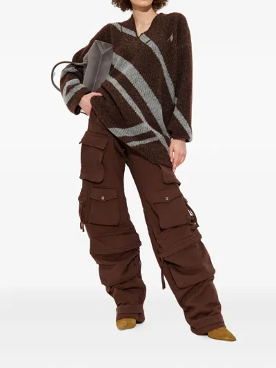 Attico Diagonal-stripe Sweater In Brown