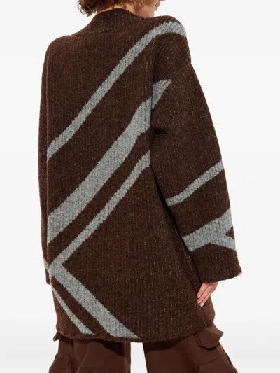 Attico Diagonal-stripe Sweater In Brown