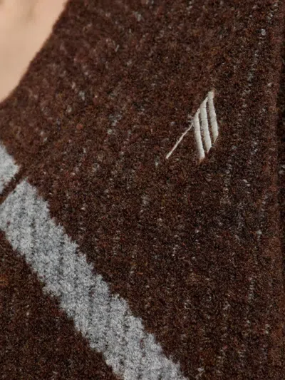 Attico Diagonal-stripe Sweater In Brown