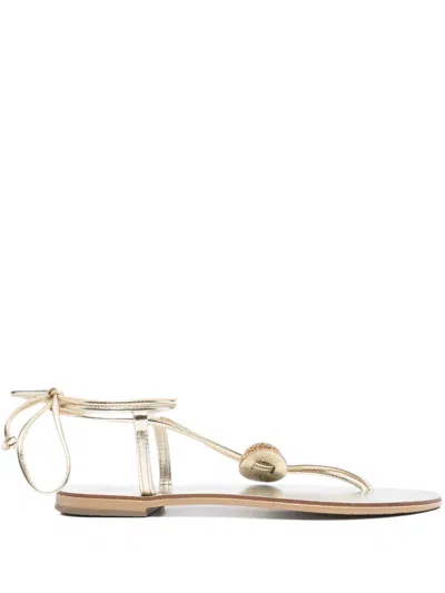 Nicolas Lainas Embellished Tie-up Flat Sandals In White