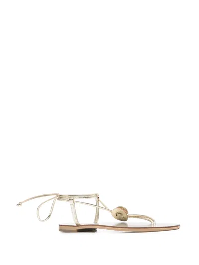 Nicolas Lainas Embellished Tie-up Flat Sandals In White