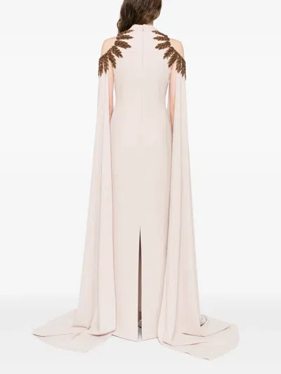 Jean Louis Sabaji Embellished Cape Dress In Neutral
